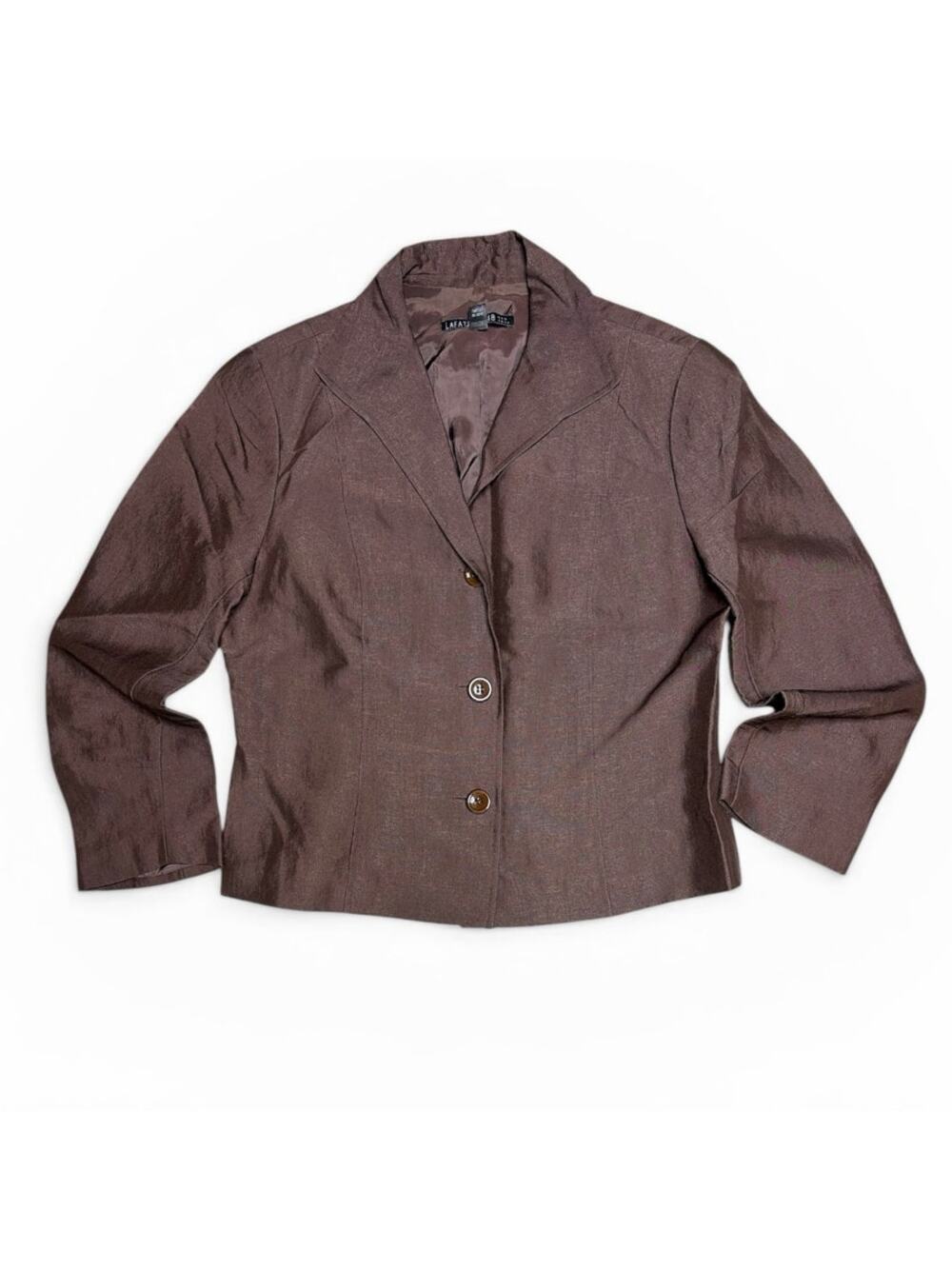 Lafayette 148 Cocoa Brown Silk Blend Crop Blazer size 8